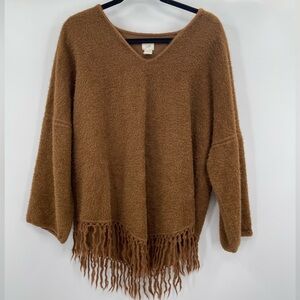 Women’s boho western v neck J. Jill fringe poncho size xs/small
